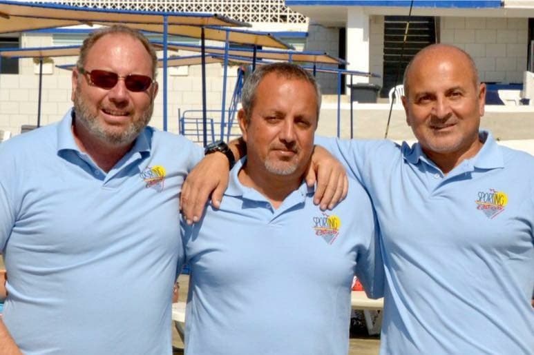 Ralph, Marwan, and Walid Abou Nassar at Sporting Club Beach — the same family since 1953